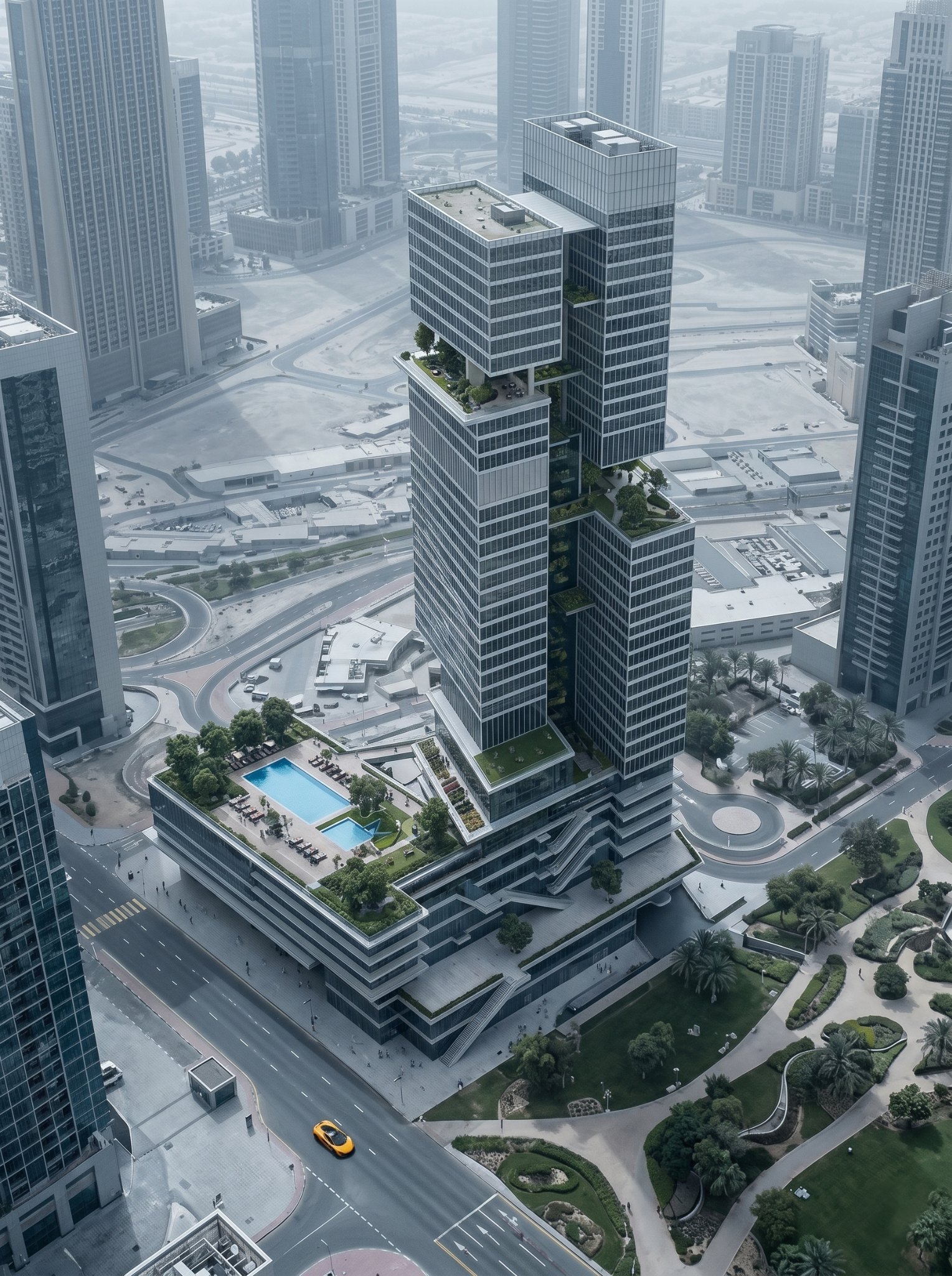 Photoreal high-rise architectural result