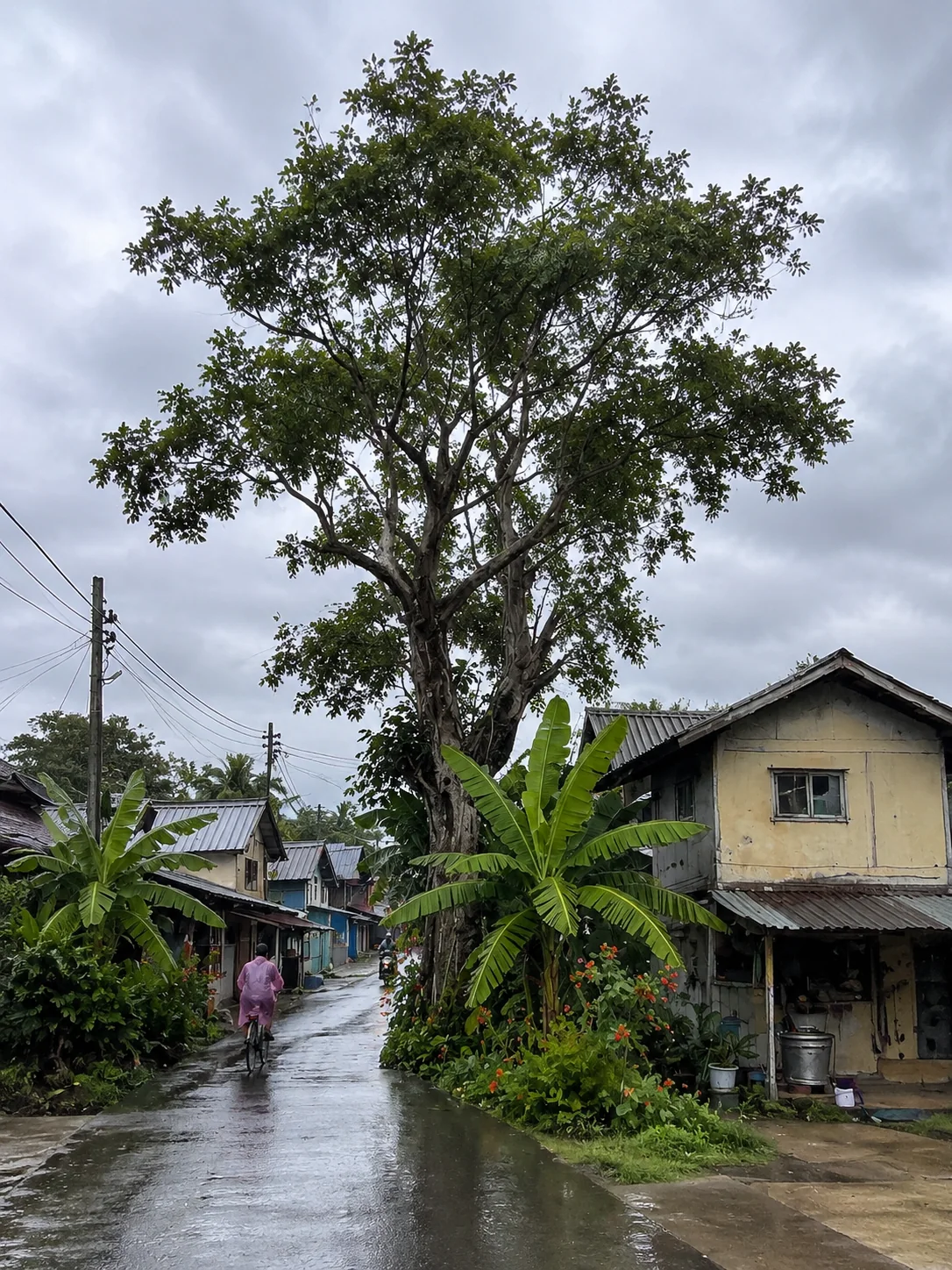 Photoreal rainy village street result