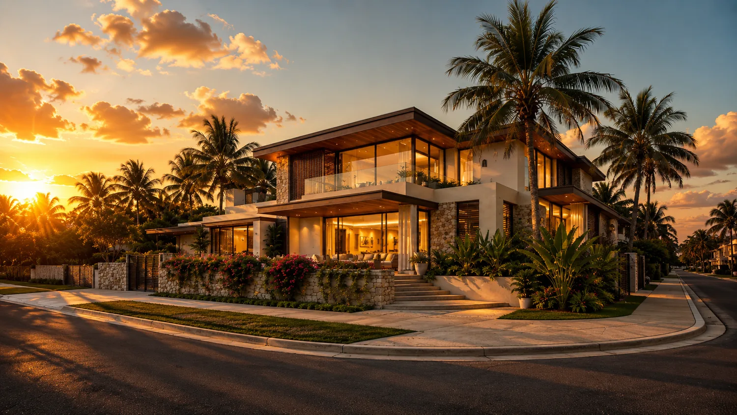 Tropical villa consistent render hero view